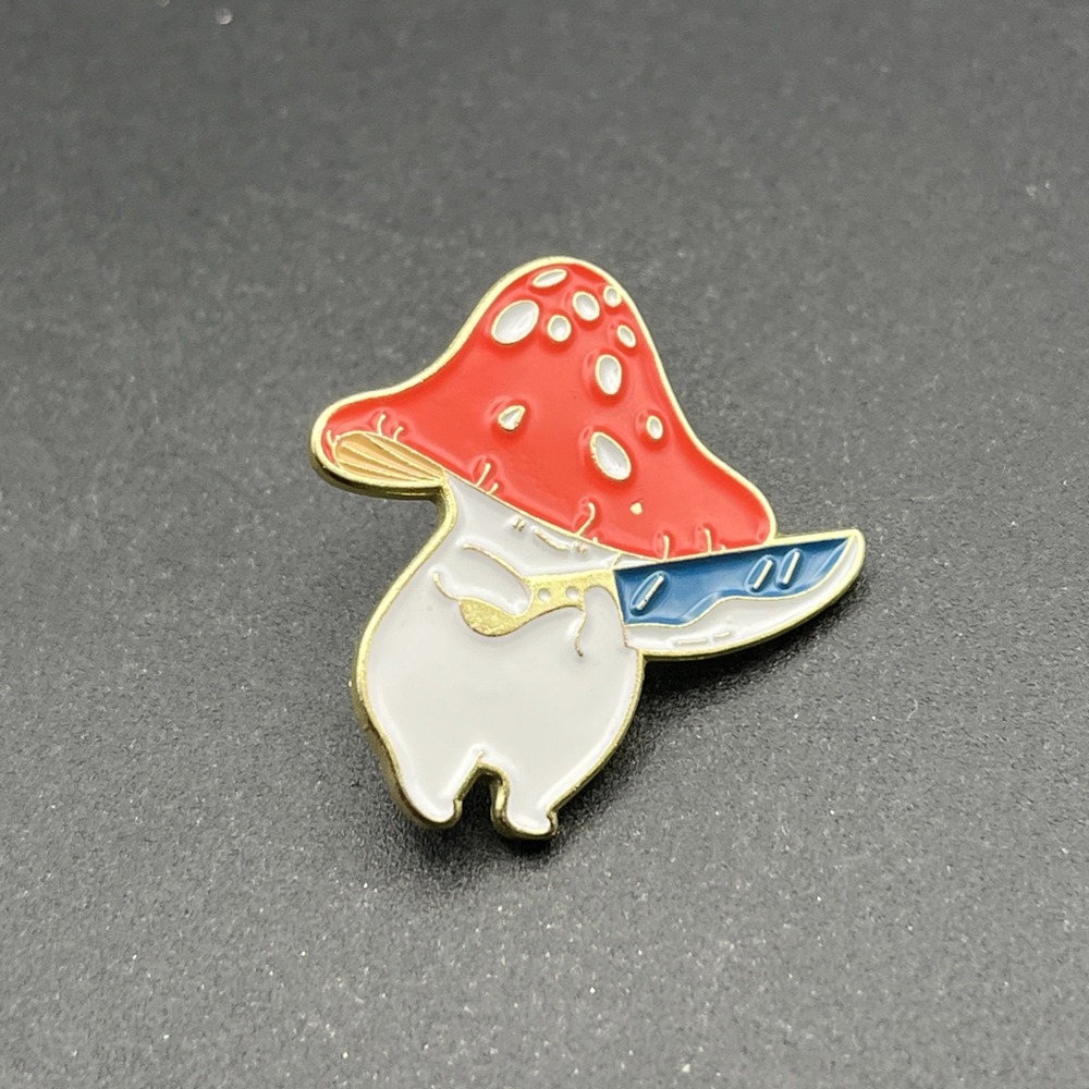Cute Mushroom Person Holding A Knife Lapel Hat Pin